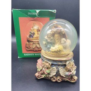 Christmas Nativity Scene Dickens Snow Globe Waterball w Resin Base Baby Jesus